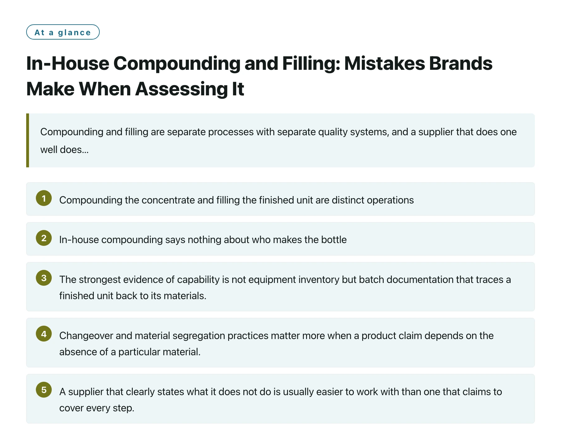 In-House Compounding and Filling: Mistakes Brands Make When Assessing It——全文要点速览