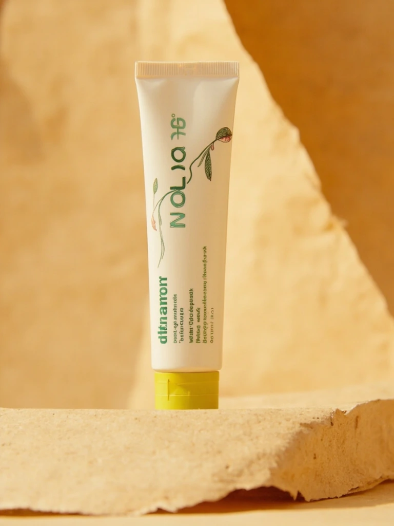 Hummingwell compostable toothpaste tube presented as a printed specimen.