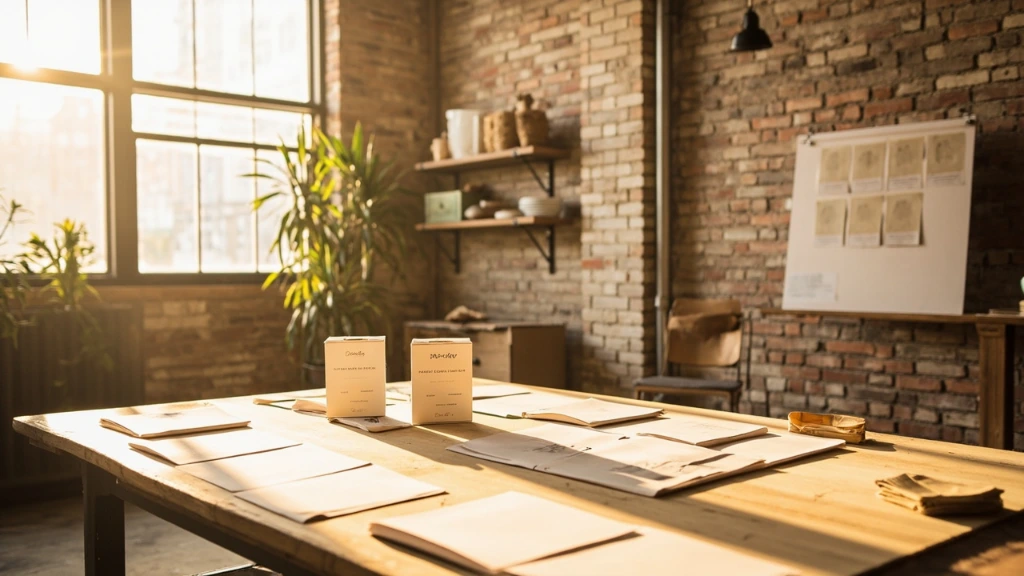 The InLeaf studio loft on Wythe Avenue with paper specimens on a long table