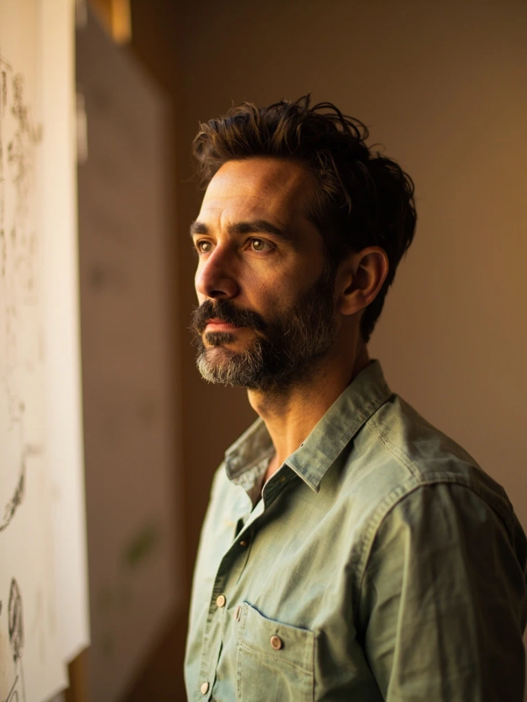 Portrait of Marco Vidal in the InLeaf studio