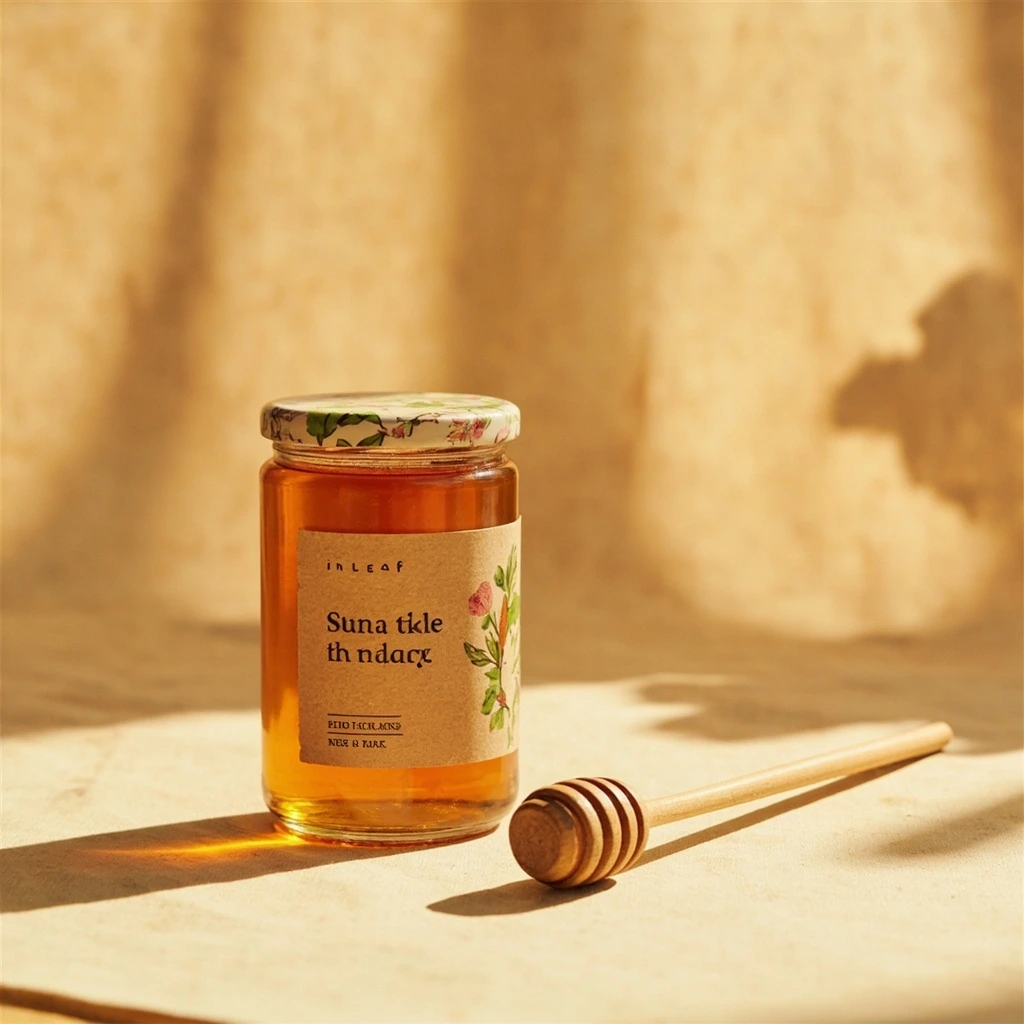 Verra honey jar with hand-drawn botanical paper label.